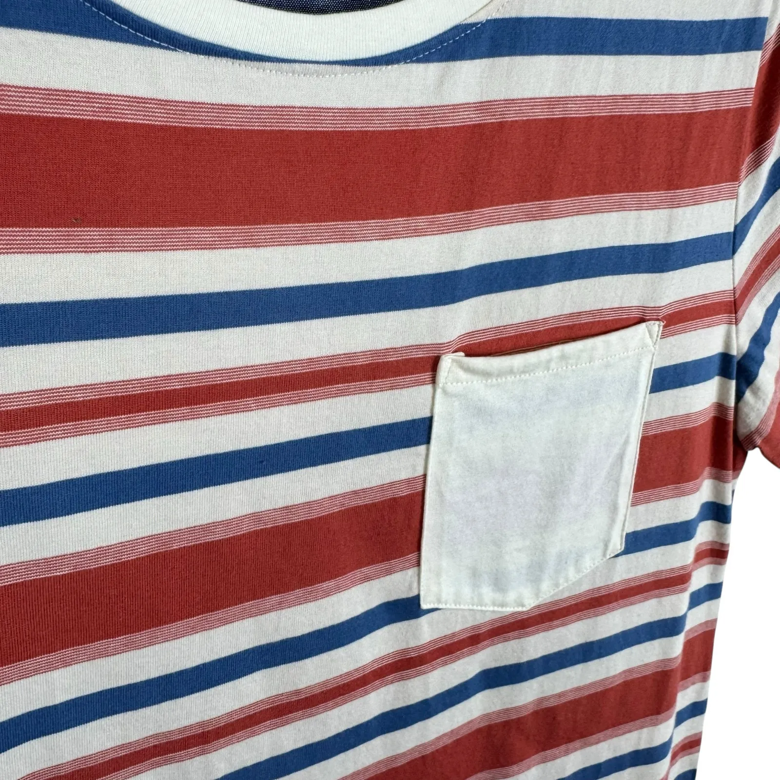 L.L. Bean Signature 100% Cotton Red Blue White‎ Striped T - Image 3