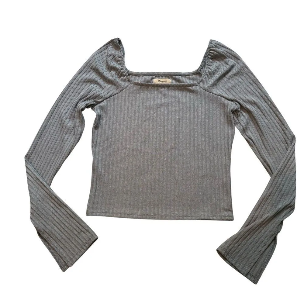 Madewell Ribbed Square-Neck Long-Sleeve Tee, Sz M - Image 12