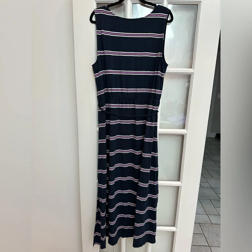 Lands’ End Nautical Coastal Striped Navy Sleeveless Maxi Dress Plus Size 2X - Image 4