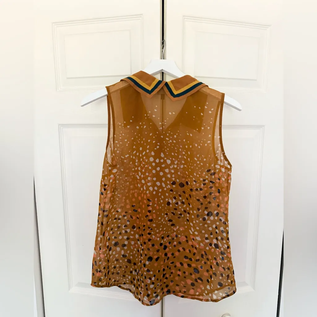 CAbi Cheers Sleeveless Button Down Blouse Sheer Tank Top Collared Size Small - Image 7