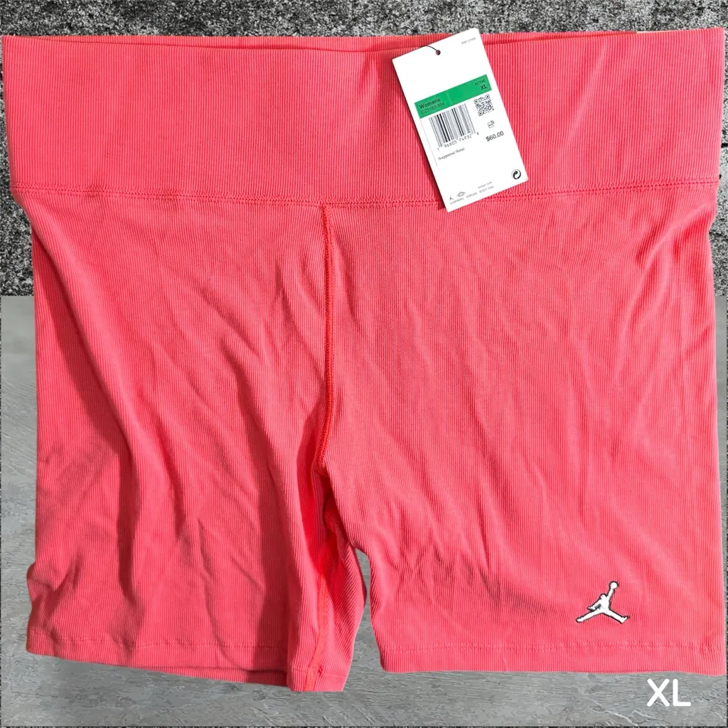 •NWT• Air Jordan Women's Ribbed Pink (coral) Bike Shorts • XL - Image 2