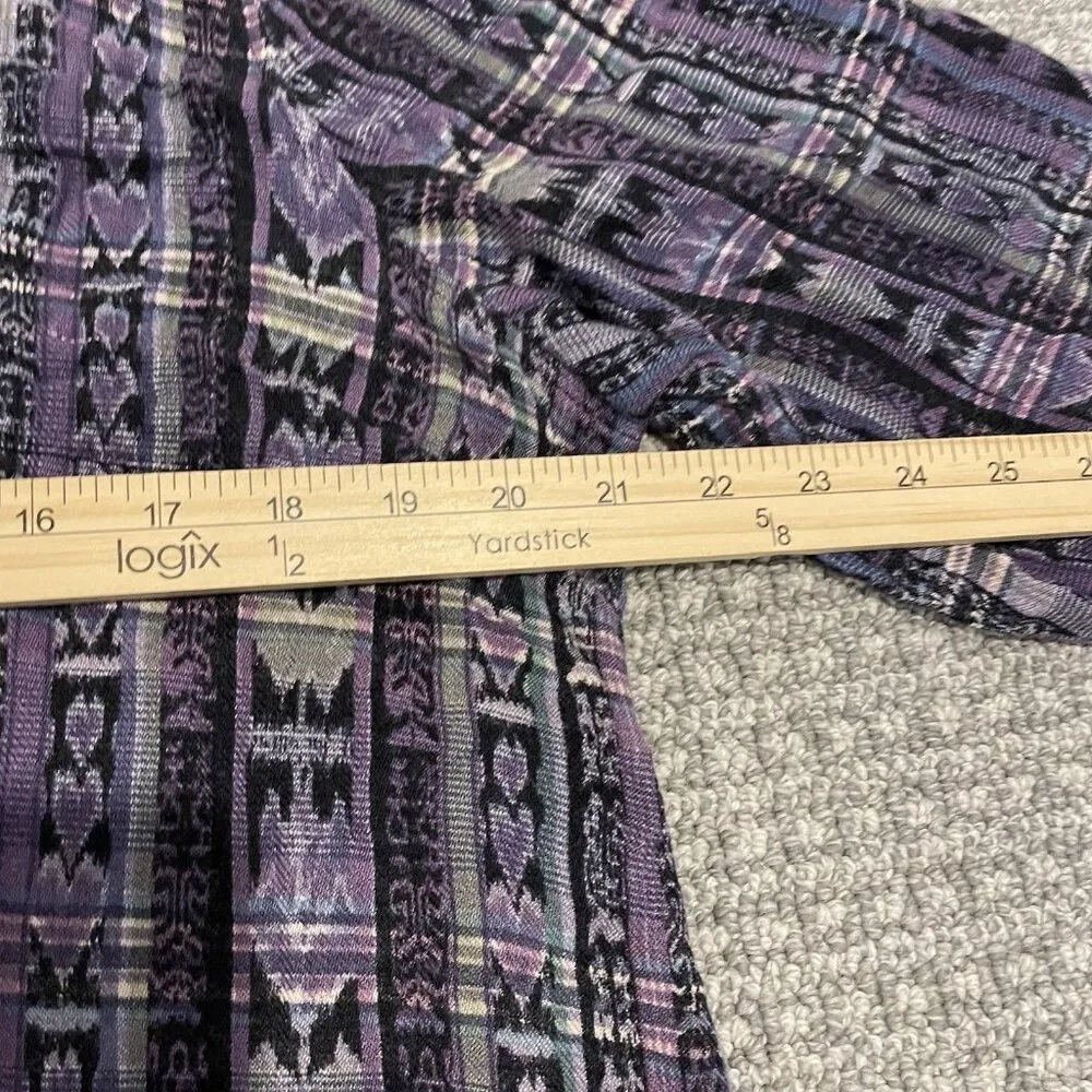 Coldwater Creek Shirt Womens XL Buttondown Purple Aztec Abstract Long Sleeve Top - Image 5
