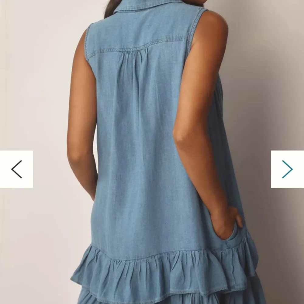 Anthropologie Blue Lightweight Denim Flounce Dress Plus Size 3X New NWT RARE HTF - Image 2