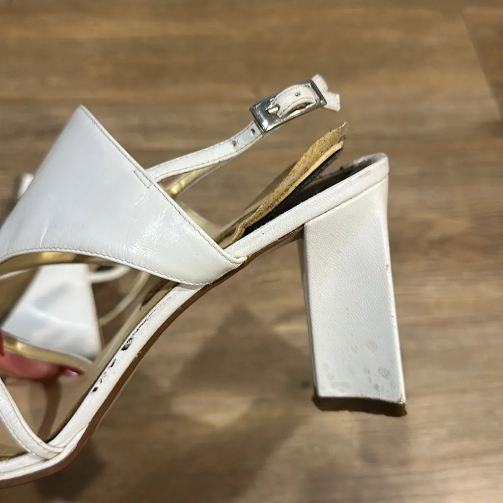 MOVING SALE Ann Marino White Block Heel Sandals Size 8 - Image 3