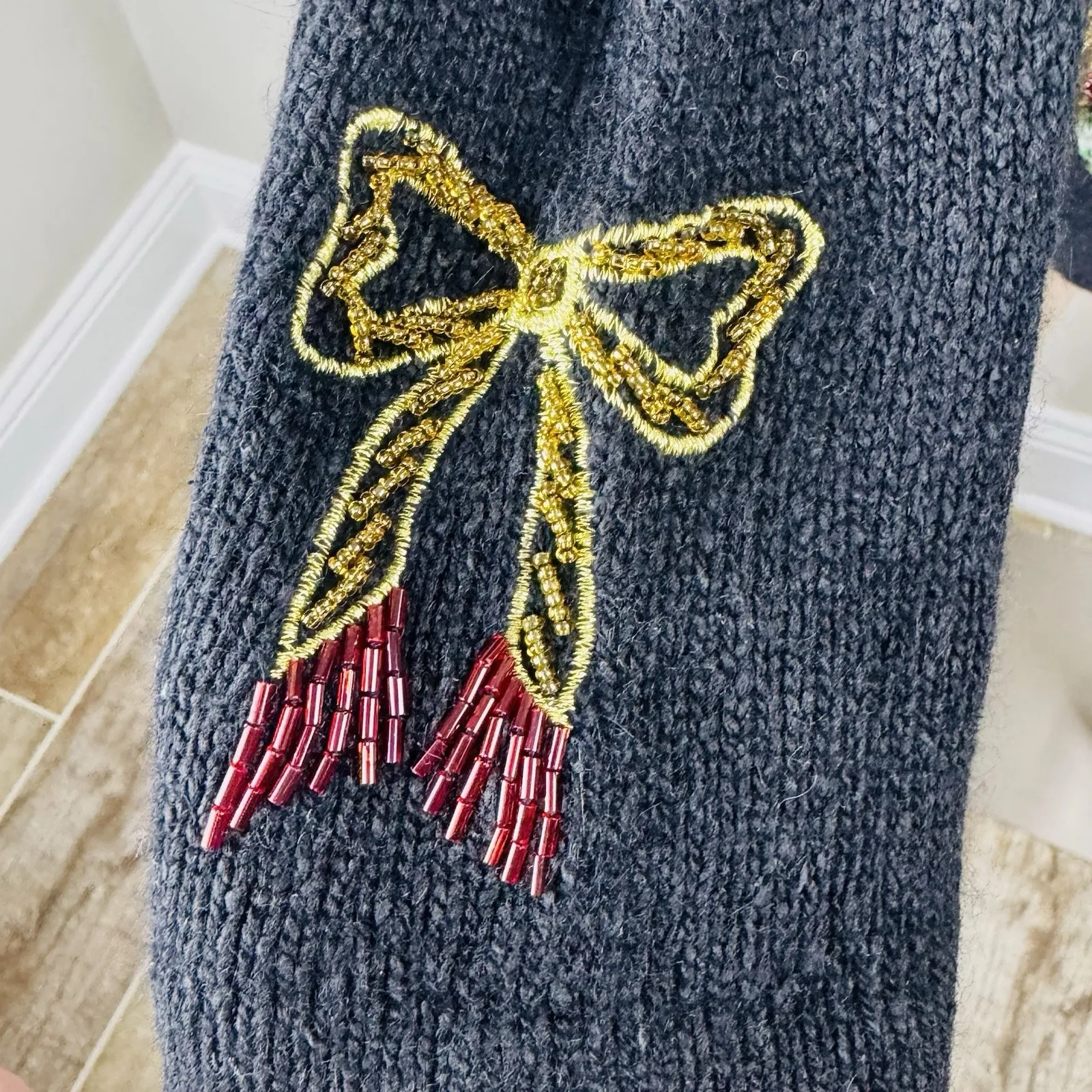 Karen Scott‎ Evening Beaded Christmas Ornament Holiday Sweater Sz Small Vintage - Image 7