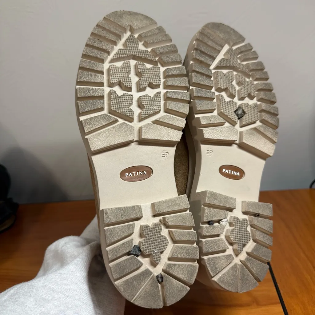 Patina Zoe Chunky Portland Leather Tan Suede Platform Lug Sole Loafer W8 Size 8 - Image 6