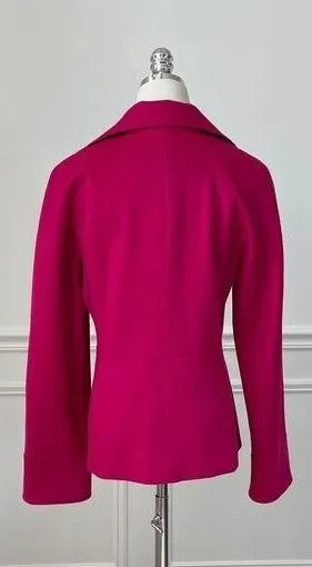 Lafayette 148 New York Raspberry Fuchsia Hot Pink Blazer Wool Angora 4 - Image 2