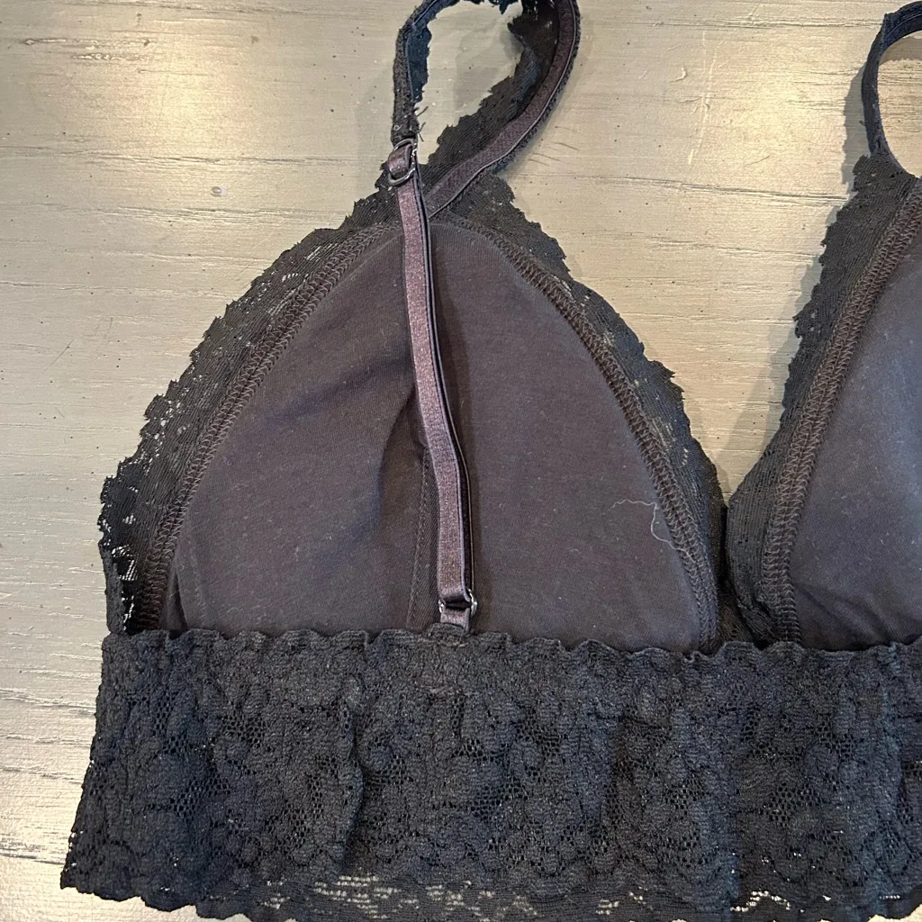 Hanky Panky Supima® Cotton Padded Lace Trim Black Bralette - Image 7