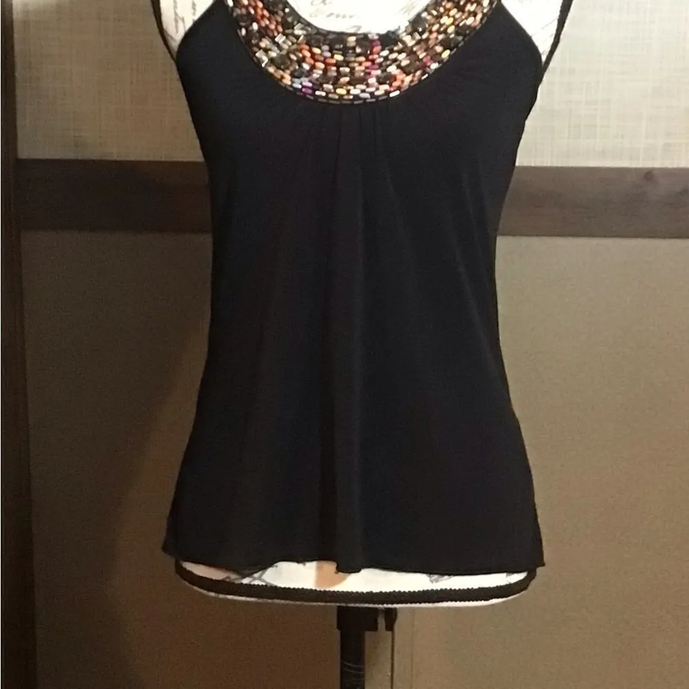 A Byer  Black Beaded Sleeveless Blouse Size Small - Image 8