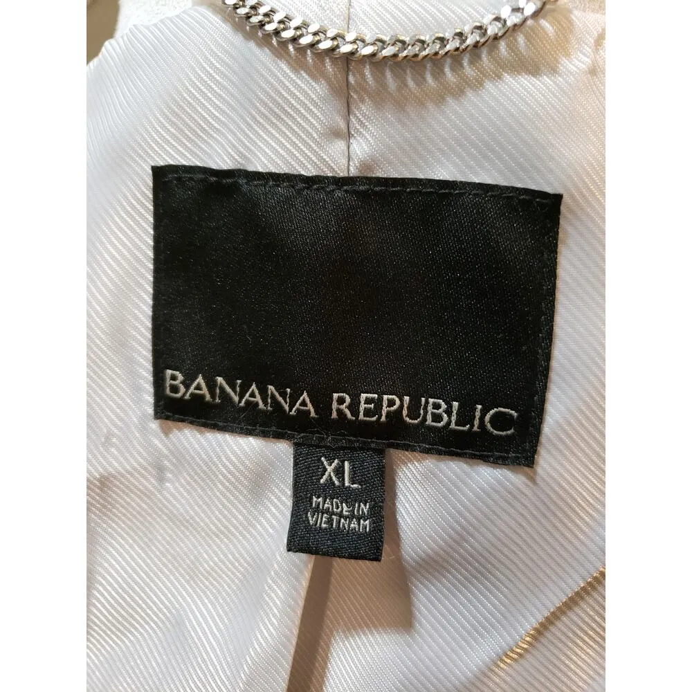 Banana Republic Moto Jacket Women's Size X-Large White Polyester Long Sleeves - Image 11