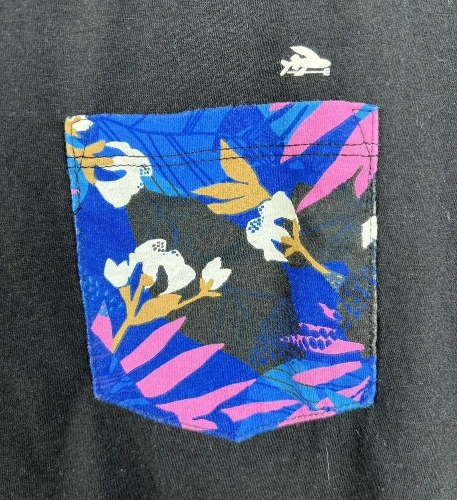 Patagonia Size M Flying Fly Fish Organic Pocket Tee Crew Neck Short Sleeve Black - Image 3