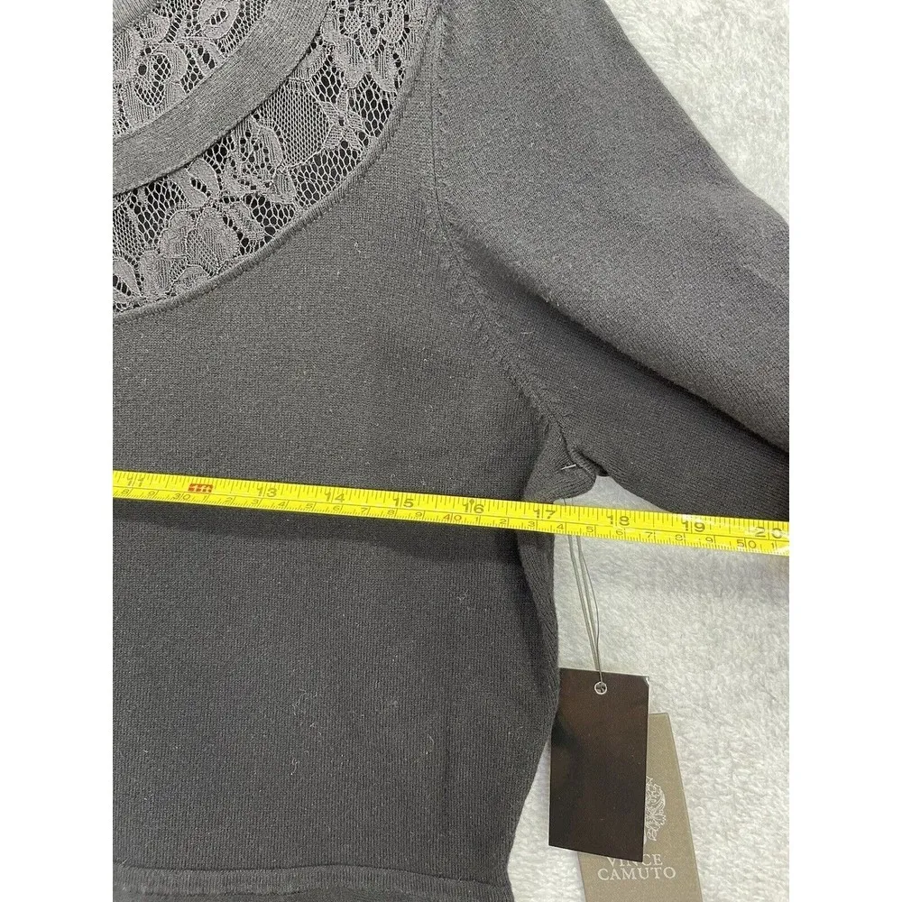 Vince Camuto Women's Fit & Flare Solid Black Dress Lace 3/4 Sleeve Size Small - Image 8