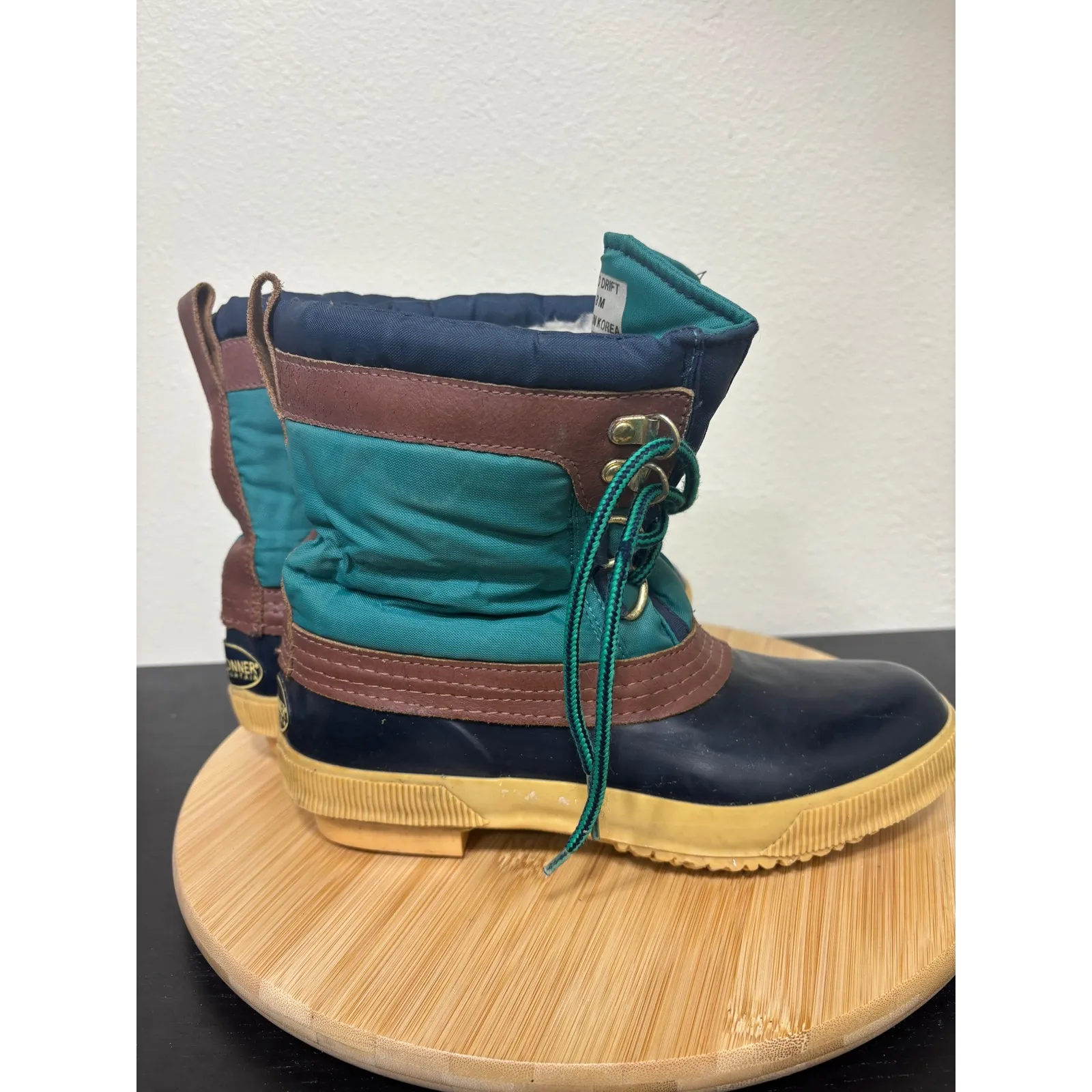 Vintage Donner Mountain Sno Drift Women's Size 8 M Duck Boots Teal Brown Lined Black - Image 5