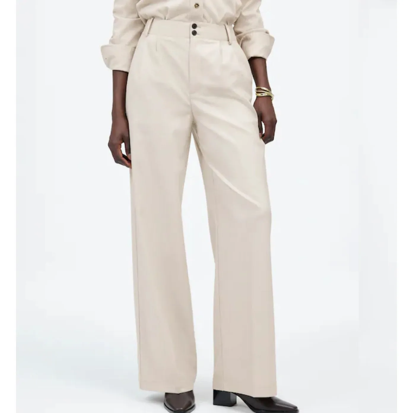 Madewell Women's The Harlow Wide Leg Brushed Twill Trouser Beige 14 Petite New - Image 8