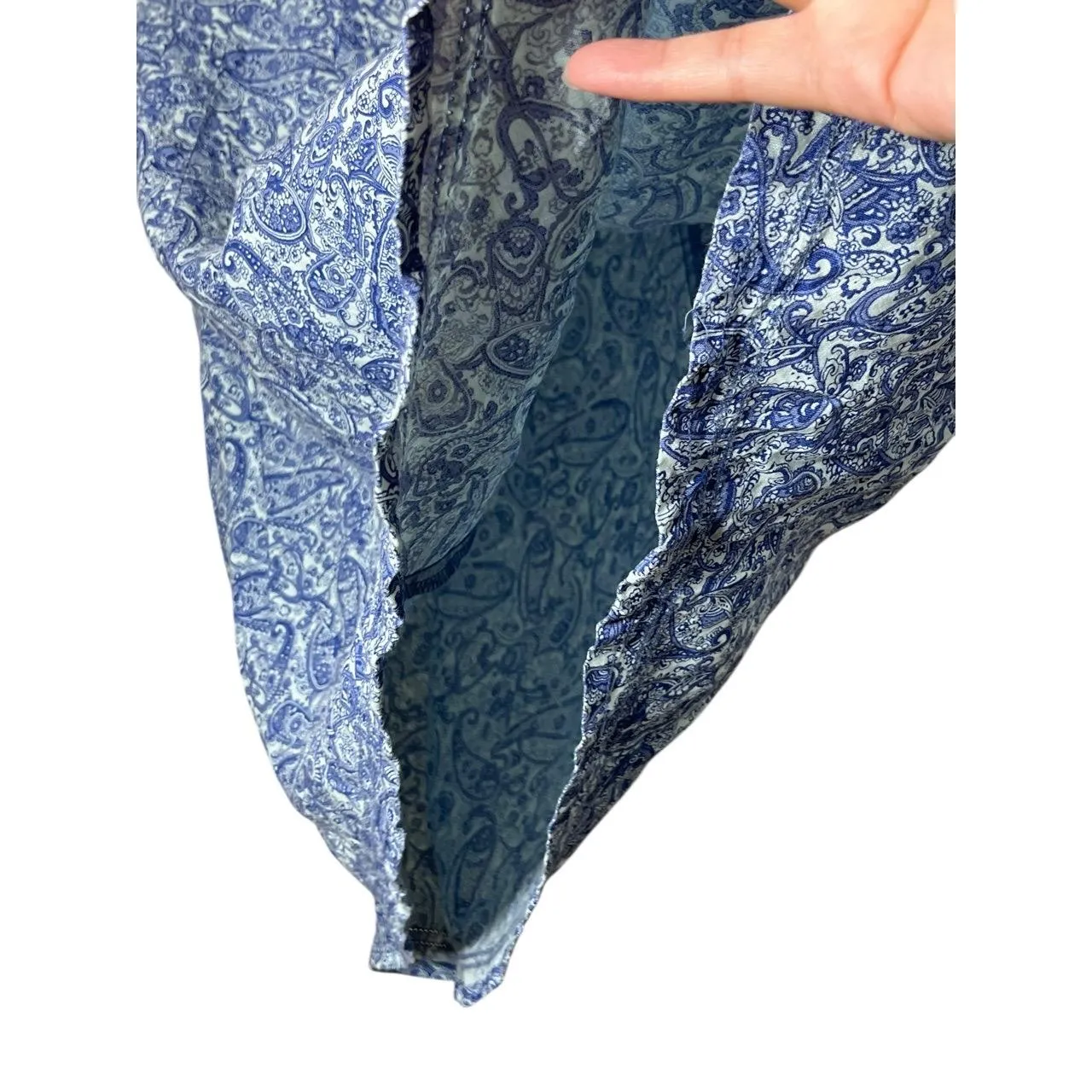 L.L.Bean Blue Paisley Print 100% Linen Maxi A - Image 5