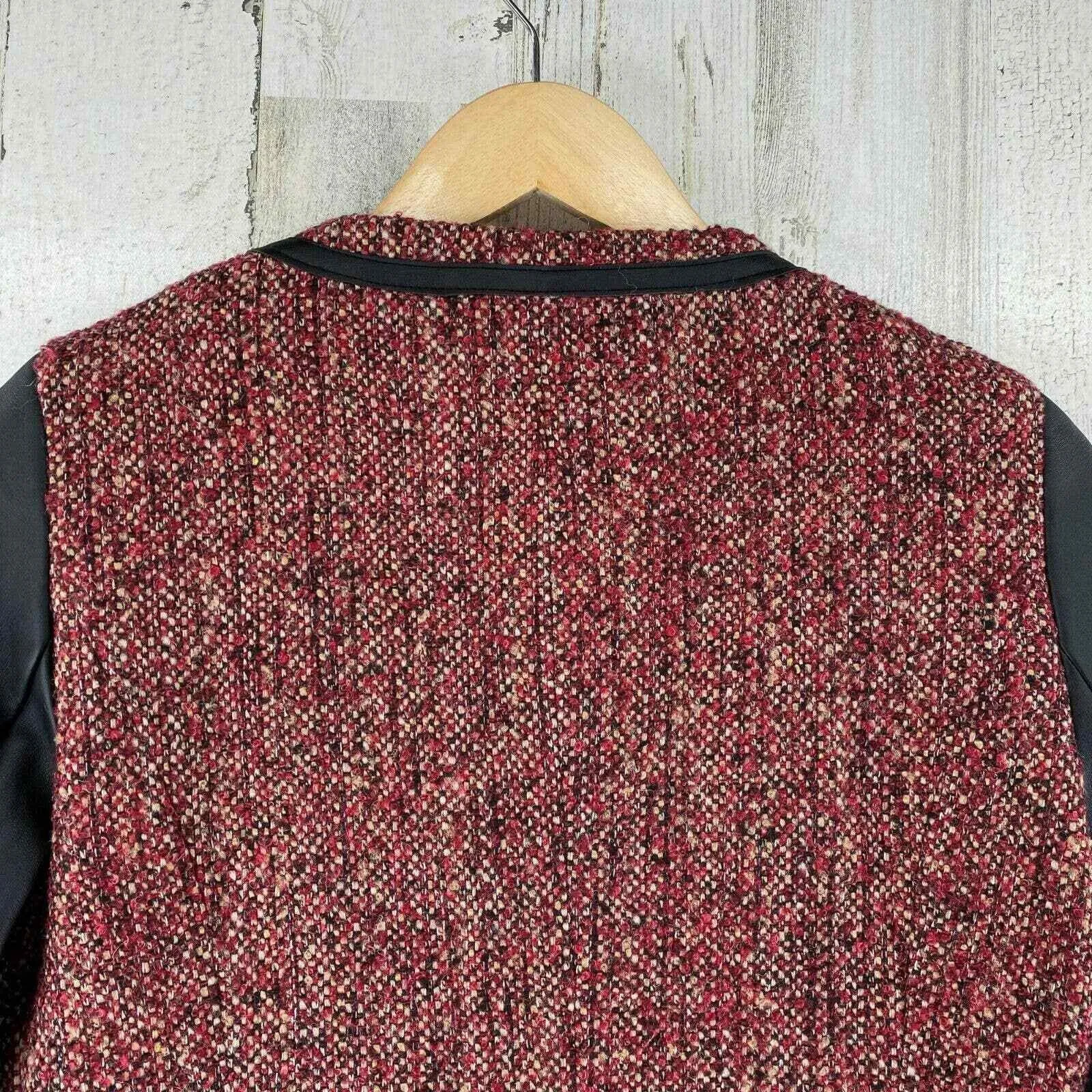 Willi Smith Blazer Jacket Women Small Pink Faux Leather Sleeves Full Zip Pockets - Image 7