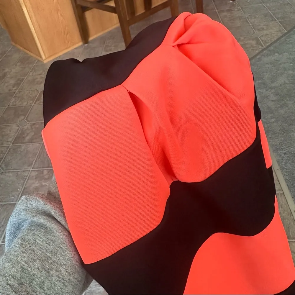 NWOT Crystal Doll Striped Junior Dress Neon Coral Pink/Black Church, Dance, - Image 4