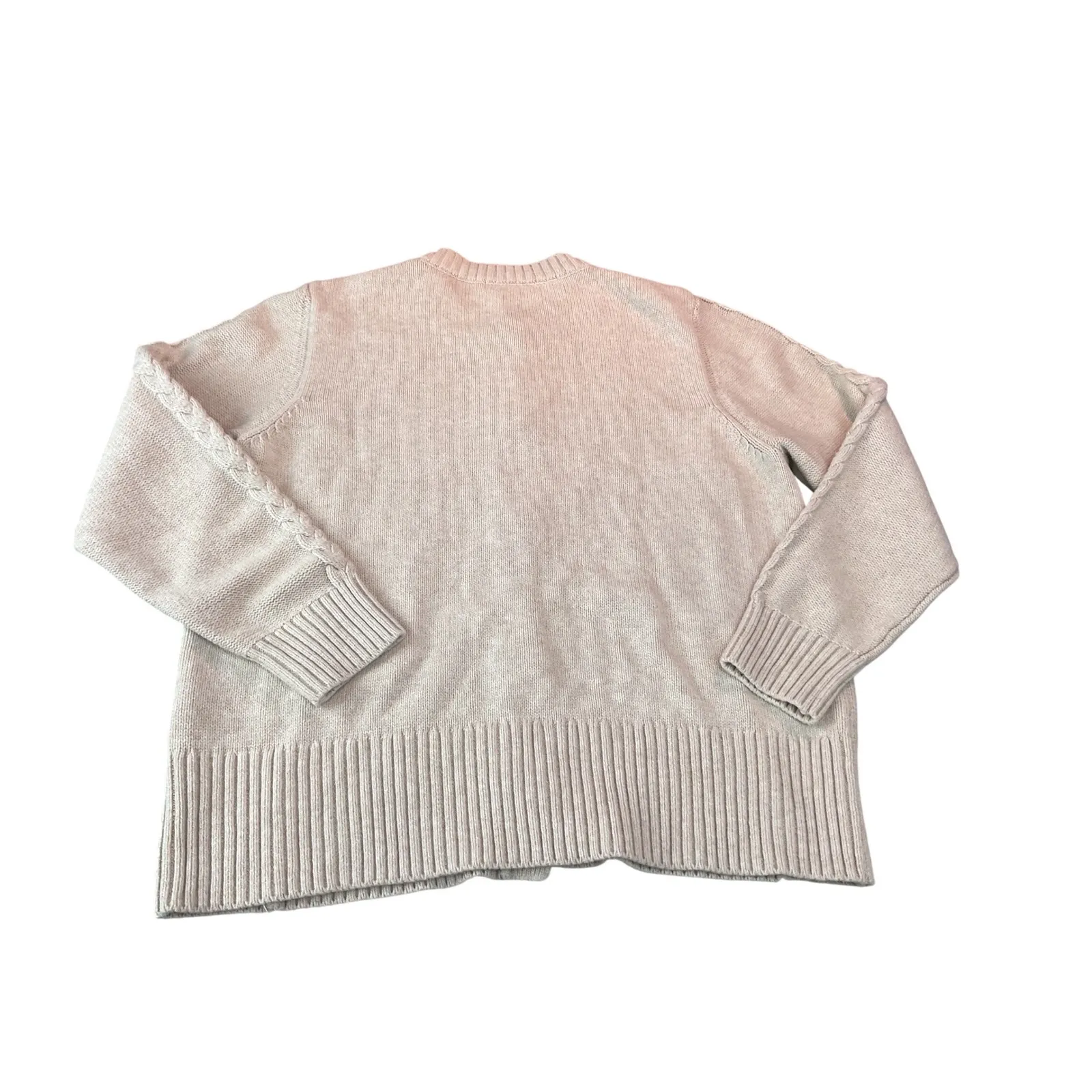 G H Bass & Co Cable Knit Cardigan Sweater Beige Button Front Long Sleeve Women L Tan Size L - Image 6