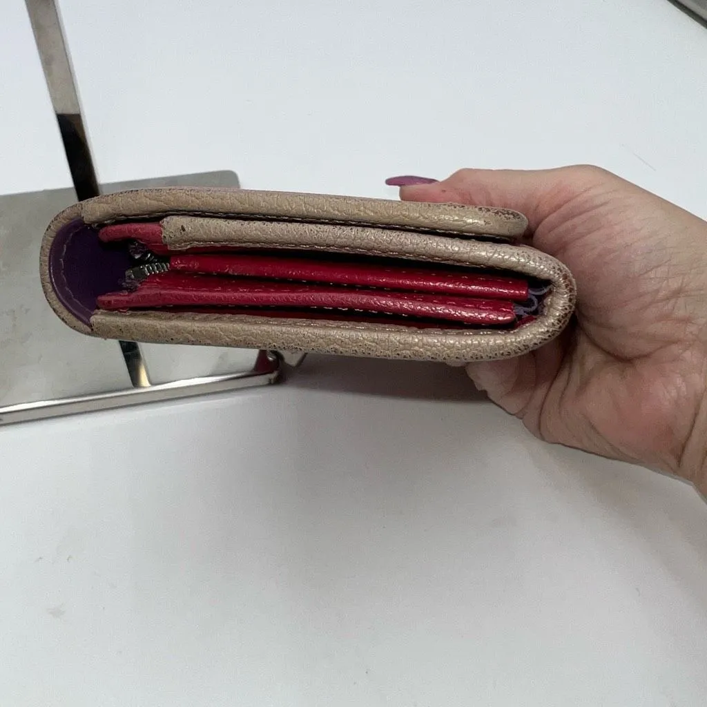 Loewe Lambskin Wallet‎ with Lock on Zipper pull Red and Purple Interior - Image 2