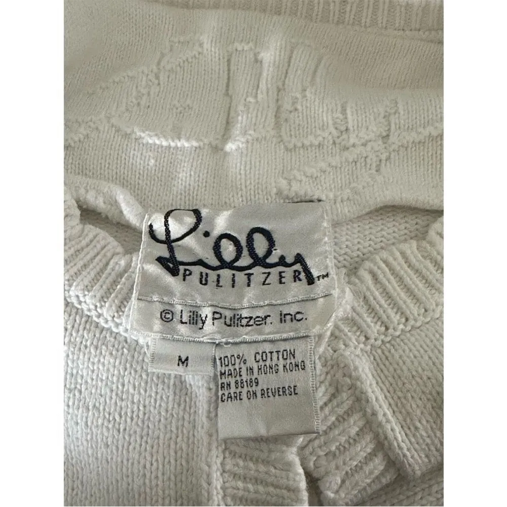 Lilly Pulitzer Vintage White Label Sweater Gold Scalloped‎ Butterfly M Hong Kong - Image 9