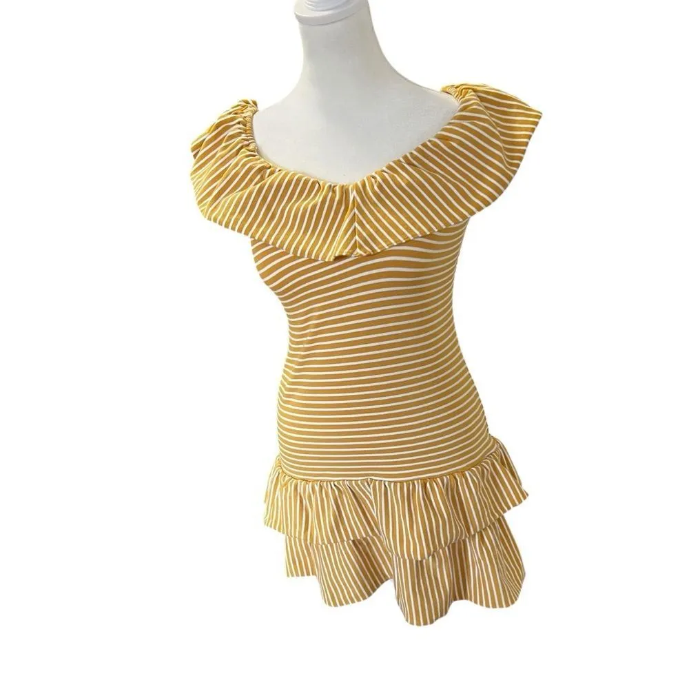 Saylor Tamanna Striped Ruffle Mini Dress XS - Image 4