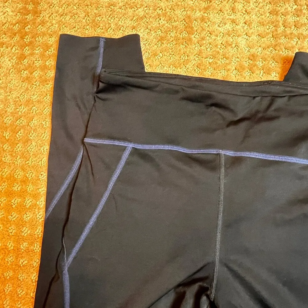 J. Crew Women’s SleekStretch Black High-Rise Leggings With Blue Trim Size M NWOT - Image 4