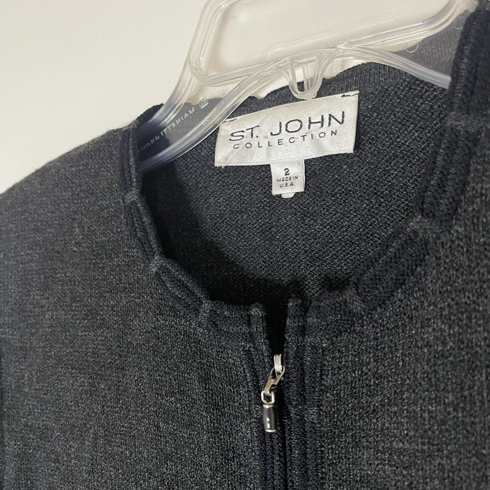 St. John  Dark Gray Santana Knit Full zip jacket size US 2 - Image 2
