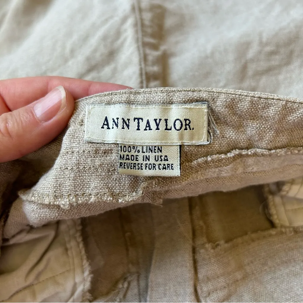 Ann Taylor Women's Small‎ 100% linen natural beige skirt midi slit - Image 6