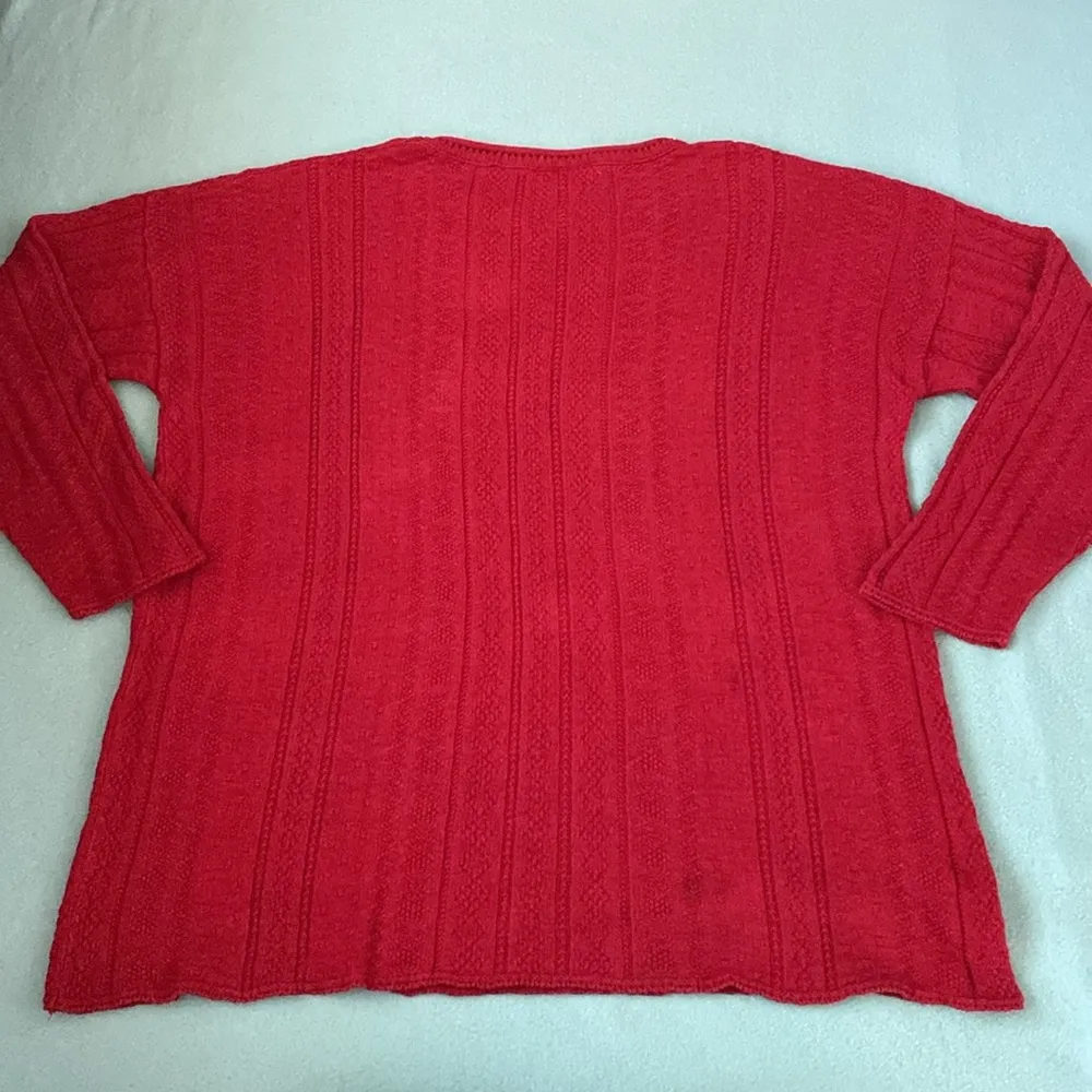 ABSOLUTELY COTTON knit sweater oversized long sleeve crewneck burgundy size M Red Size M - Image 2