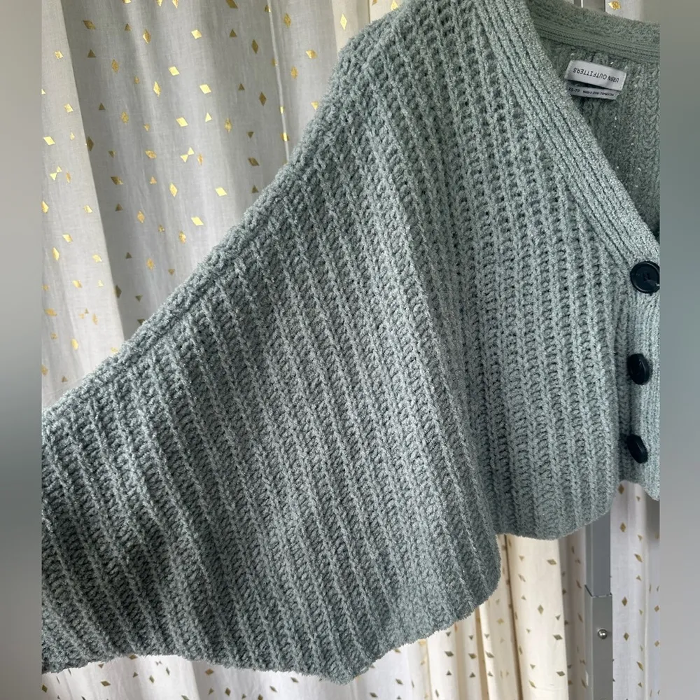 Mint Oversize Batwing Dolman Sleeve Knit Crop Cardigan Sweater - Image 4