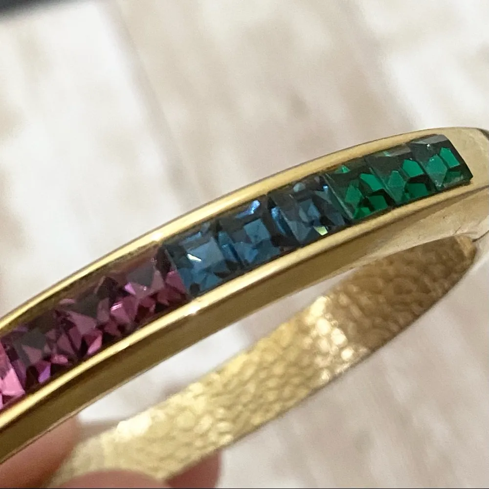 80’s Multicolored Diamond Cut Channel Set Bangle - Image 11