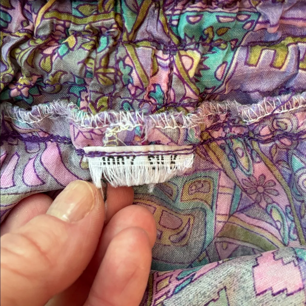 Vintage 100% Silk Dress Paisley Pastel 1970s Halter One Size - Image 8