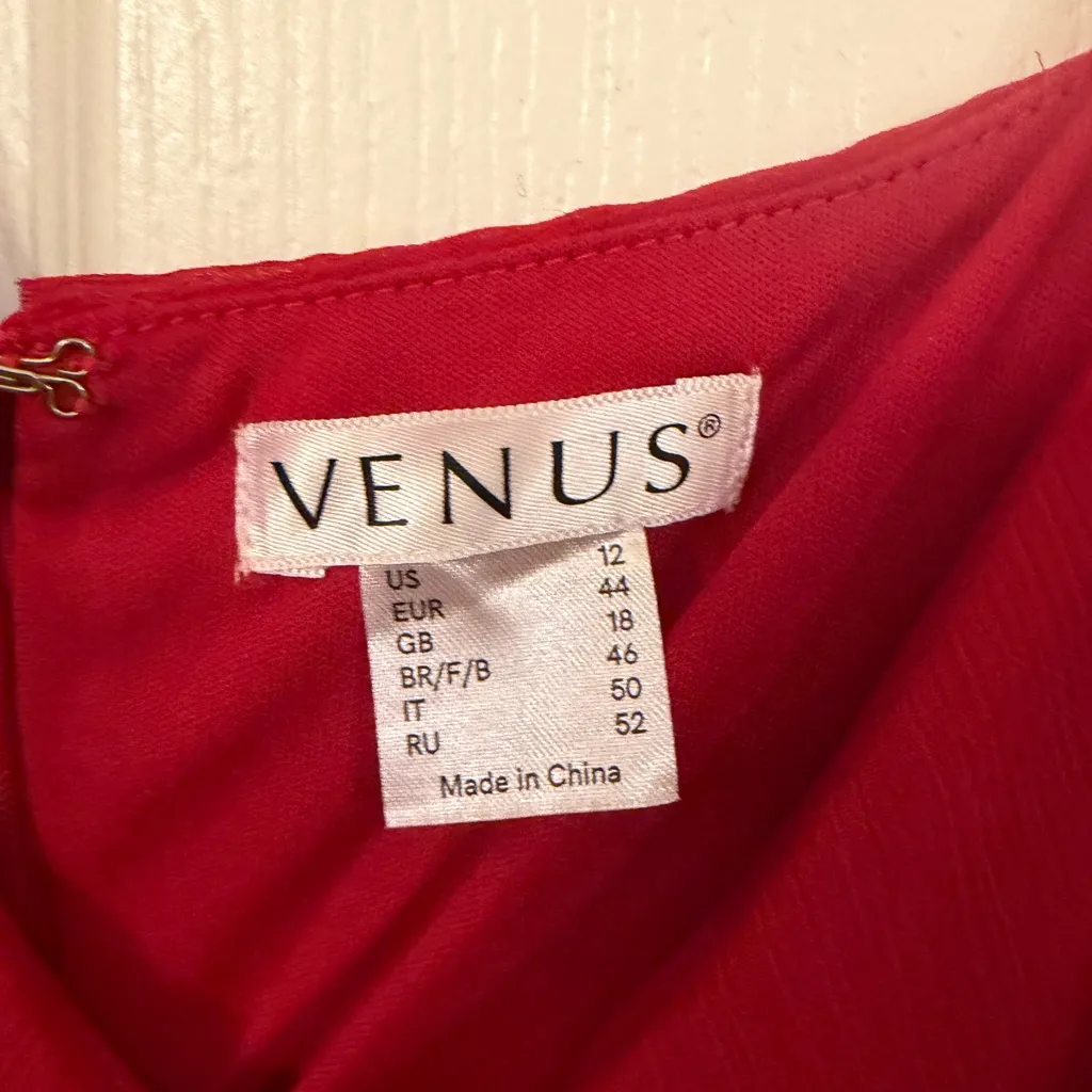 VENUS Vibrant Red High Low ruffles Dress - Image 5