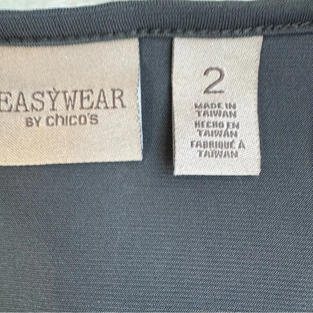 Chicos Easywear Textured Layers 3D Knit Top Sz 2 L Graphite Gray Stretch Slinky - Image 5