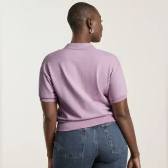 Everlane Polo Shirt Top Oversize Fit Short Sleeve Mauve Small NWT Organic Cotton - Image 3