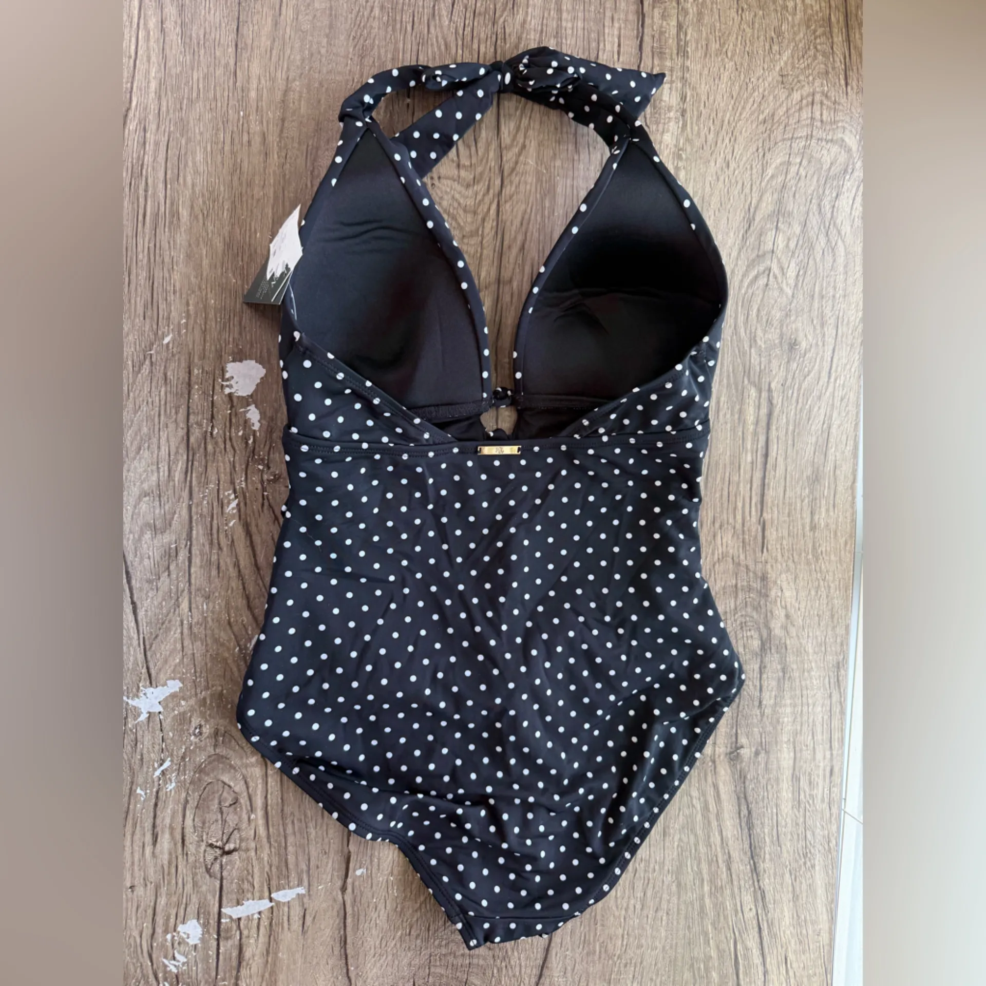 LAUREN RALPH LAUREN Pindot Cocktail Halter One-Piece size‎ 8 nwt - Image 5