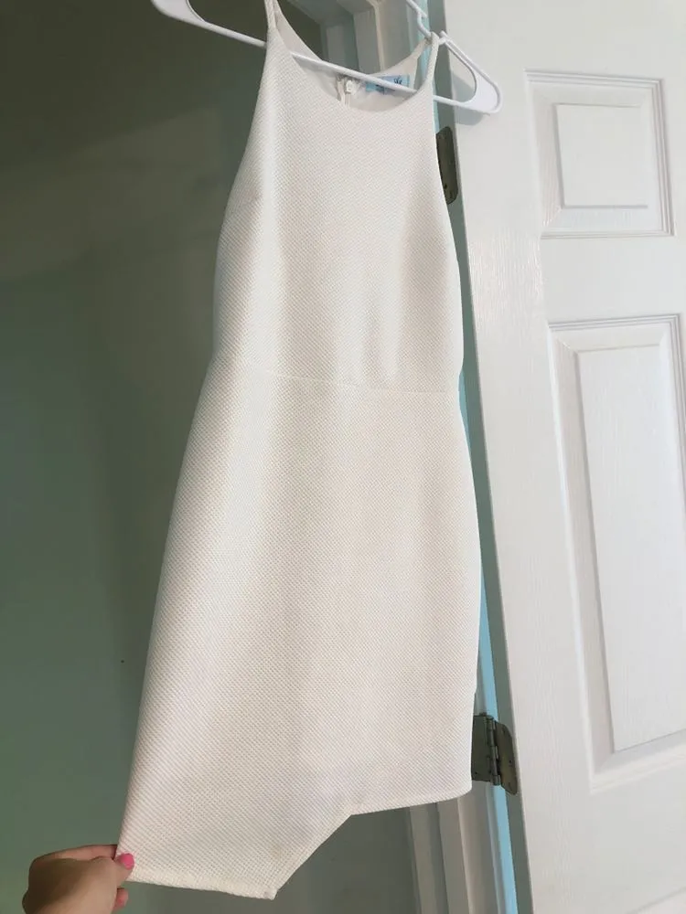 White Zip Up Mini Dress - Image 3