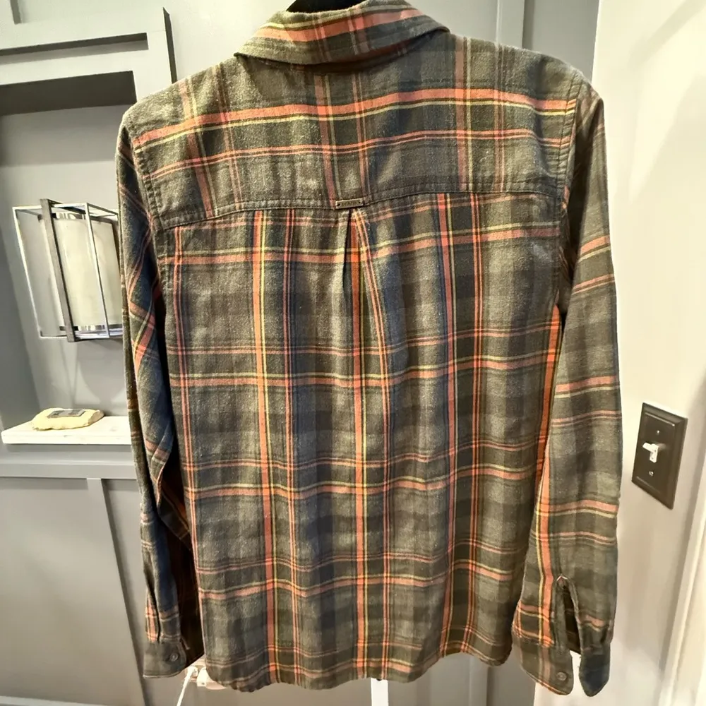 PrAna Alfie Flannel Women's Long Sleeve Shirt. Color Evergreen. Size Small. - Image 12