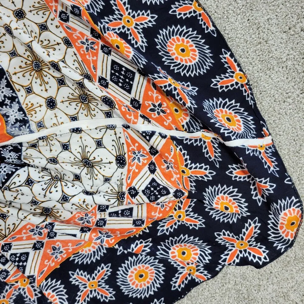 Sari Busana Womens Dress OS Orange Blue Batik Boho Floral Short Sleeves Pullover Size undefined - Image 14