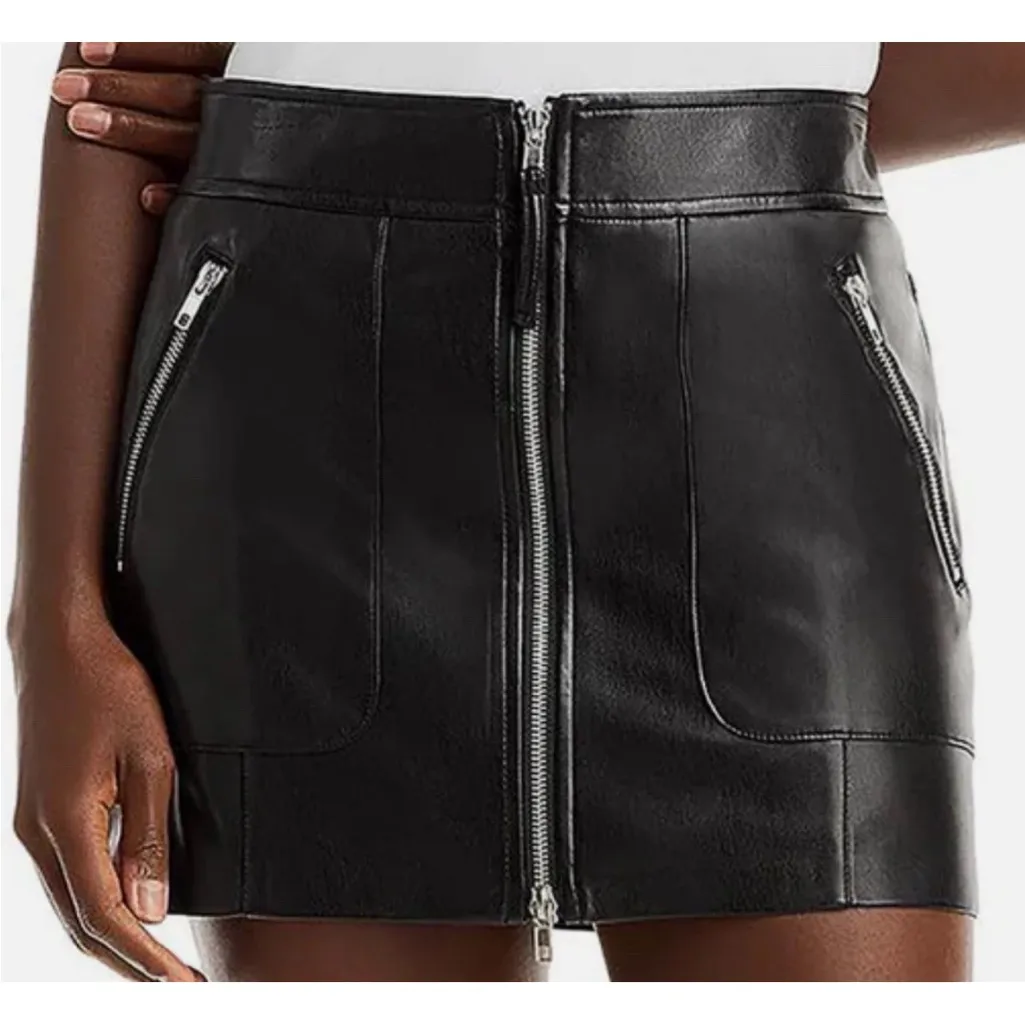 Steve Madden Womens Ida Faux Leather Pocket Short Mini Skirt Sz 4 $69 - Image 2