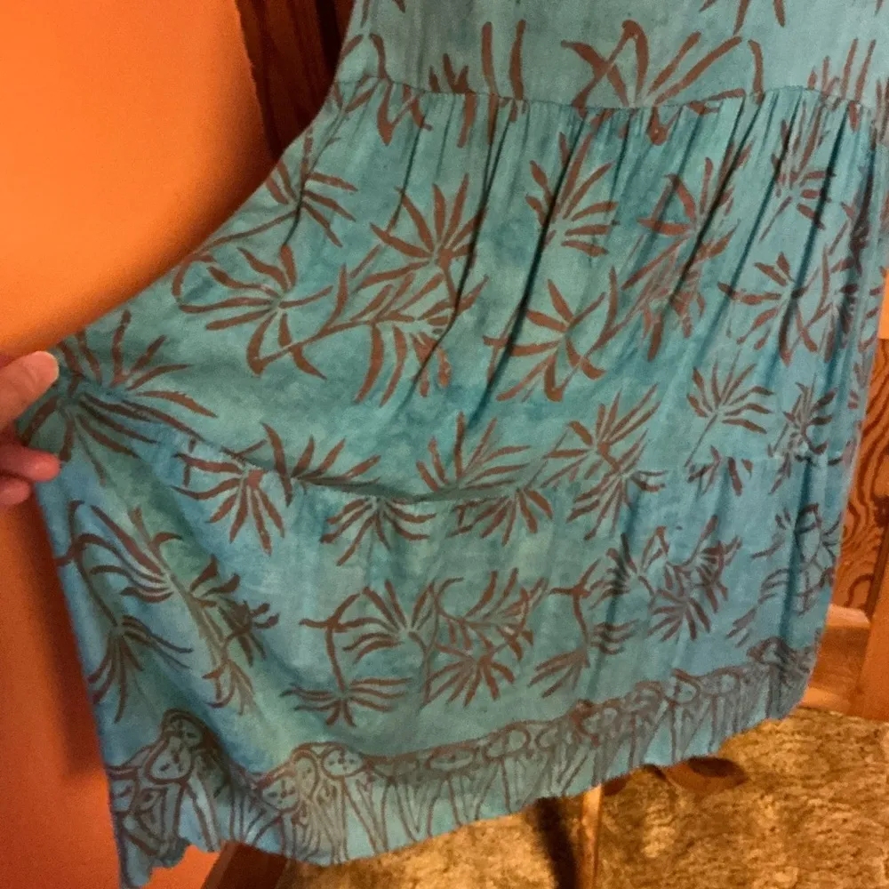 Vintage 90s tiered Beachy sundress Blue Size L - Image 4