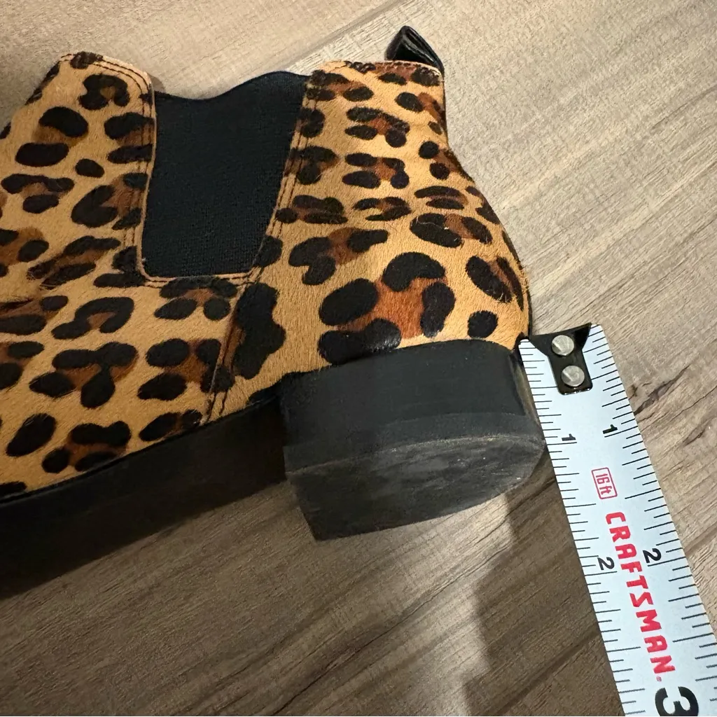 J Crew Calf Hair‎ Leopard Print Chelsea Ankle Boots size 6 Brown - Image 10