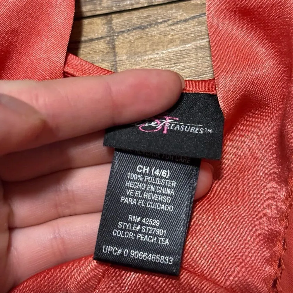 Vintage silky orange lace detail top - Image 5