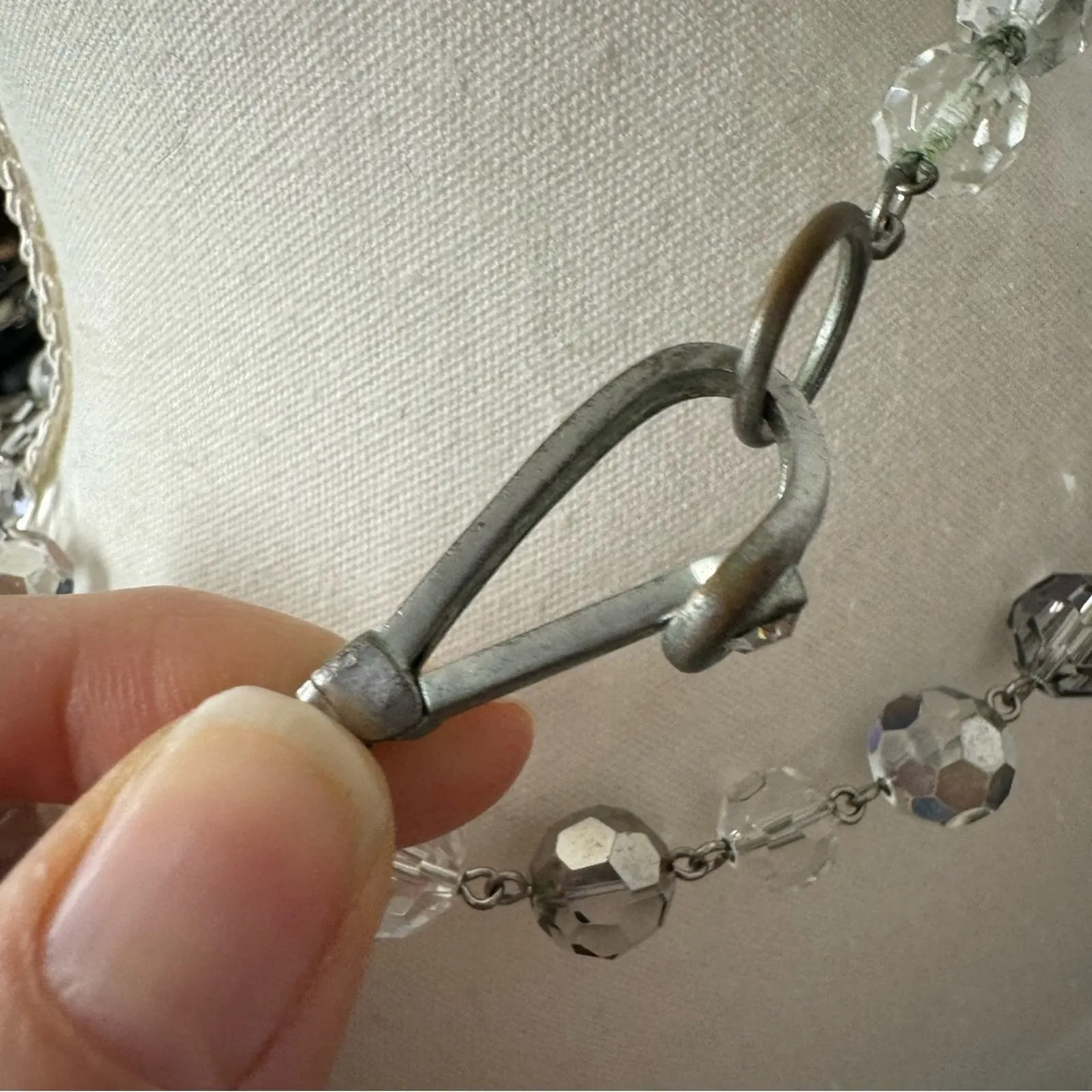 Cookie Lee Vintage Silver Crystal Beaded Long Necklace Womens Classic Layering - Image 4