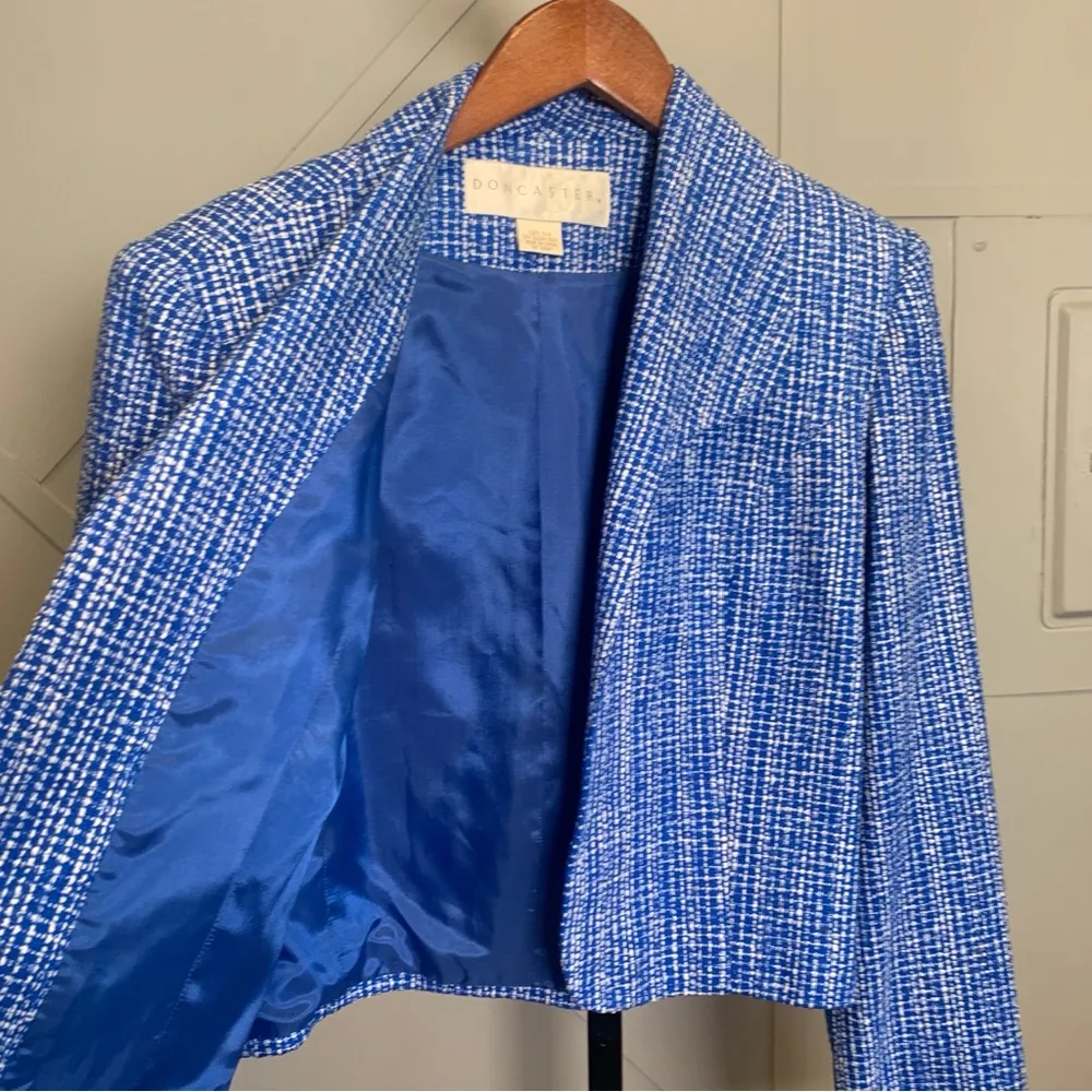 Vintage Doncaster Silk Blue Tweed Women's Jacket Size 12 - Image 11