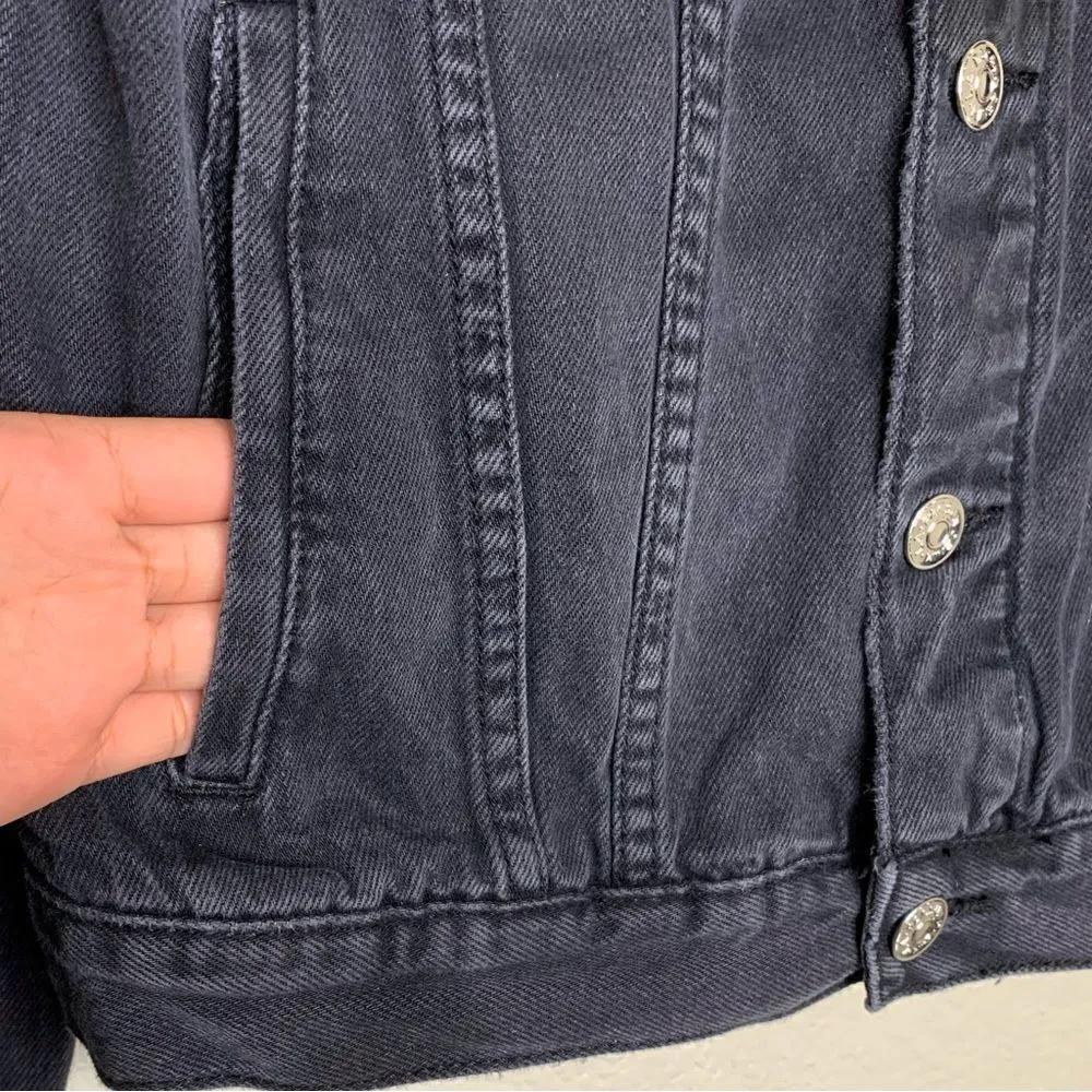 Pacsun Women’s Size Medium Black Denim Embroidered Jacket - Image 3