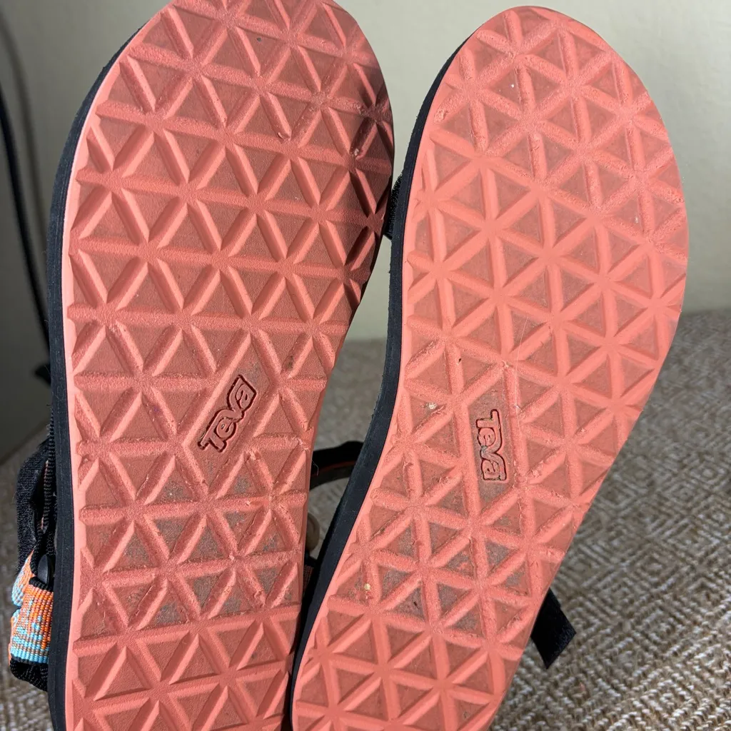 Teva Women's Original Universal Sandal Sz 9 Orange Black Casual Preppy Comfy EUC - Image 7