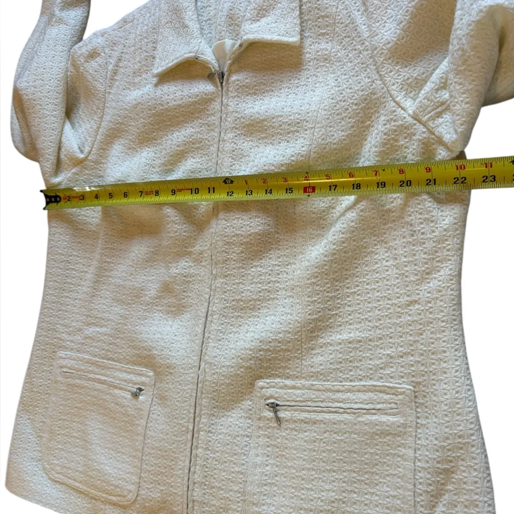 Coldwater Creek Knit Boucle Sweater Jacket Full Zip Collar Cream Ivory Womens 18 - Image 8