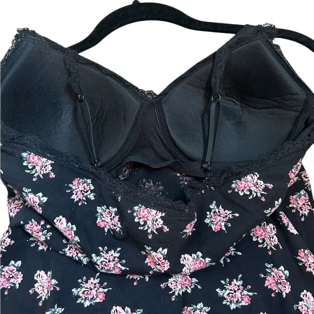 Lei Vintage Y2K Floral Cami Babydoll Top Whimsy Fairy Grunge Festival Size S Black - Image 4