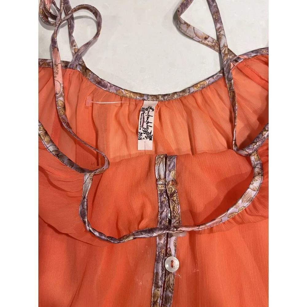Free People Intimately Bali Sweet Nothing Slip Mini‎ Dress Nightwear XS Coral - Image 8